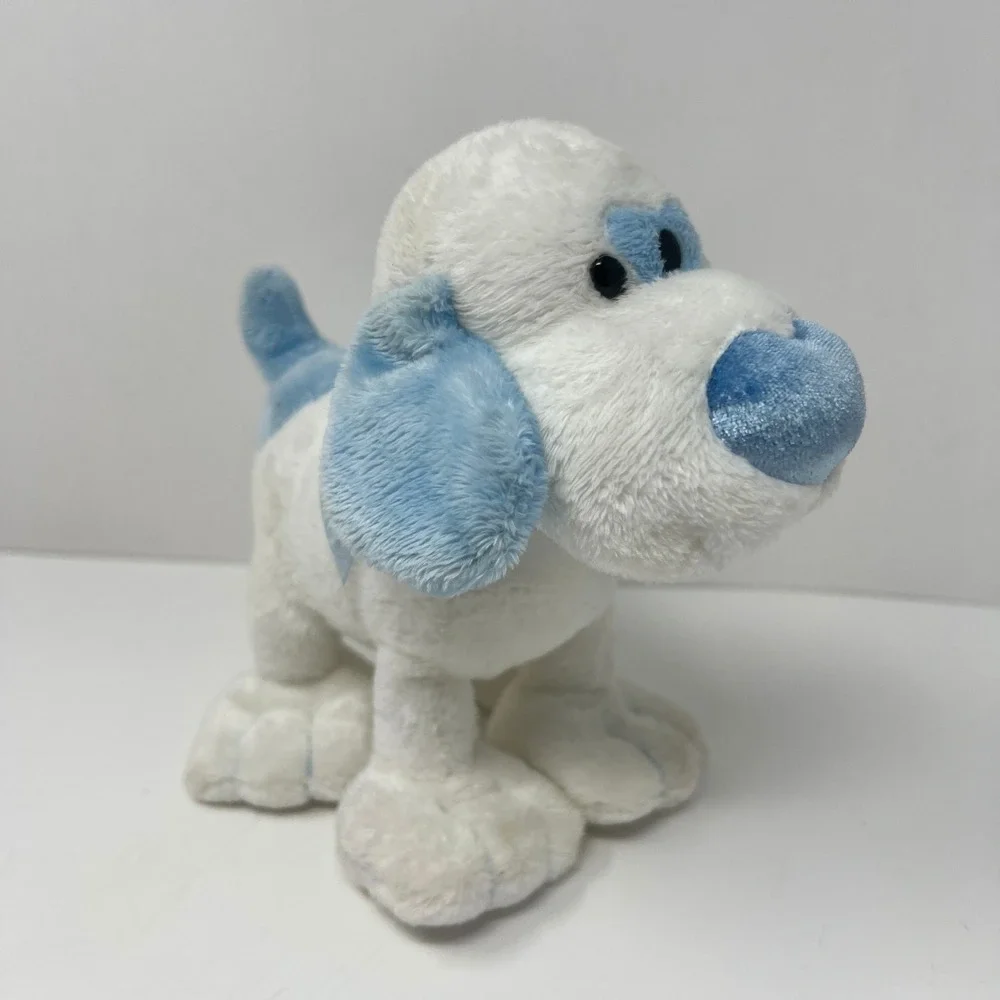 Walmart White Puppy Plush Blue Heart Nose Spotted Eye Dog‎ Stuffed Animal 7